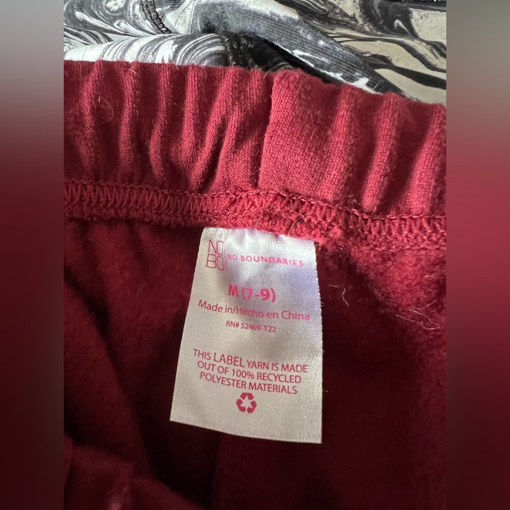 red comfy sweats. size medium. no/boundaries